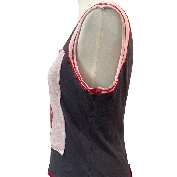 Chic Cherry Print Sleeveless Tank Muscle Tee, large, gray, pink, red NEW trendy - Picture 9 of 13